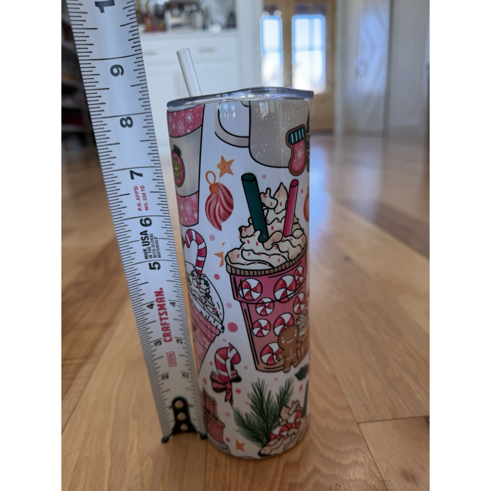 Christmas 20oz Stainless Steel Tumbler Candy Cookies Holiday Sweets - Picture 2 of 7